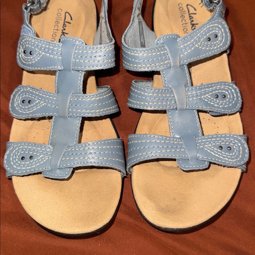 CLARKS WOMEN'S LAURIEANN VINE BLUE GREY LEATHER Size 7.5 - Picture 9 of 9